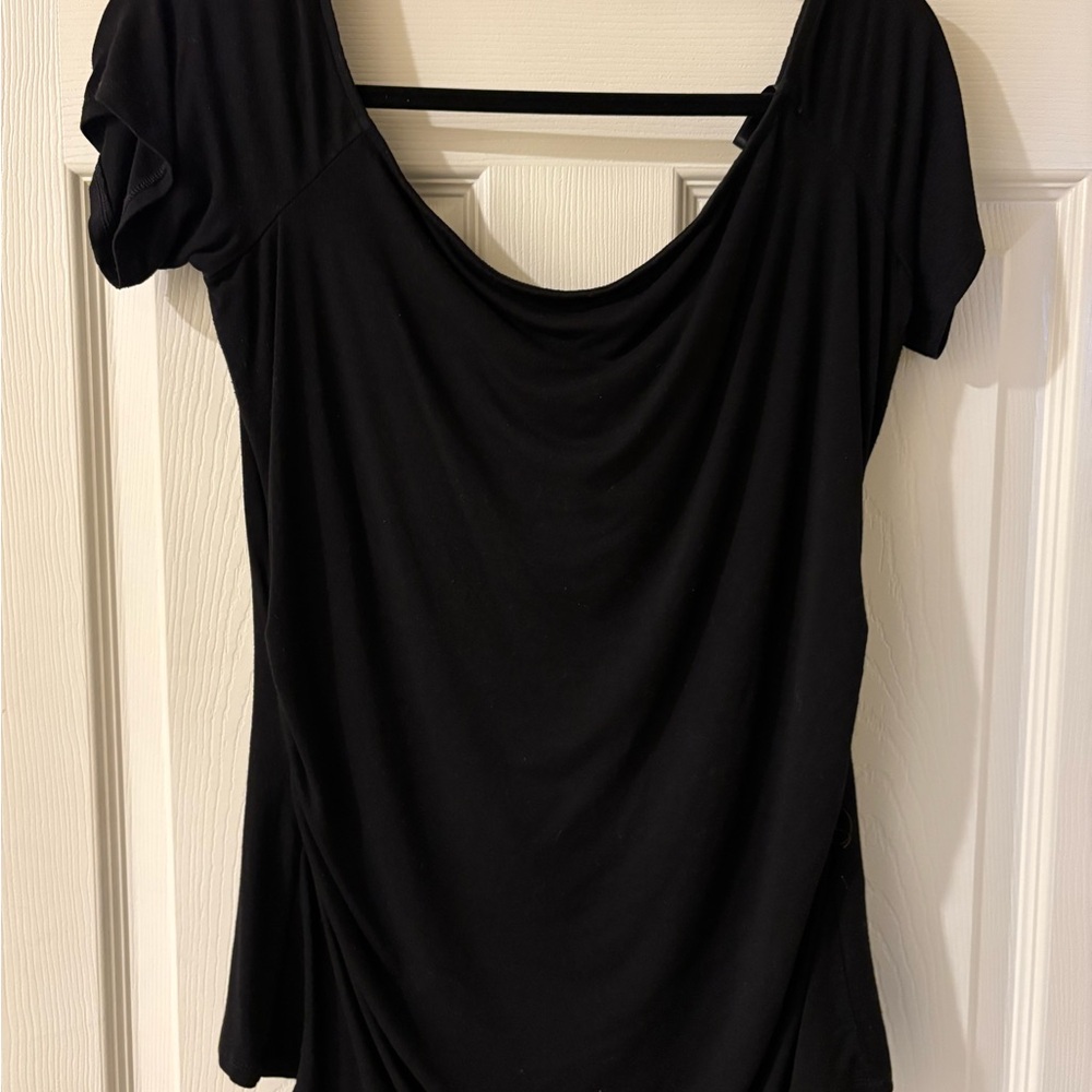 White House Black Market Black Drape Top Large
